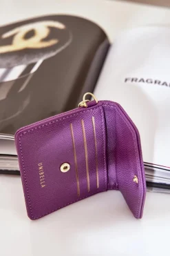 New Boto Etui Na Karty Ze Złotym Brelokiem Eko Skóra Fioletowy Iritinme