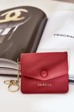 Best Etui Na Karty Ze Złotym Brelokiem Eko Skóra Bordowe Iritinme Portfele