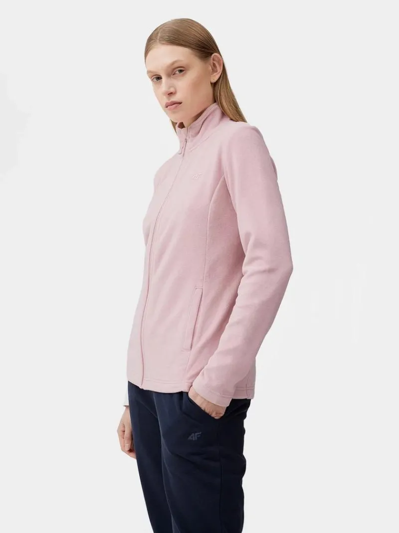 Bluzy Damskie>4F POLAR RÓŻOWY ZE STÓJKĄ REGULAR DAMSKI SS23TFLEF049