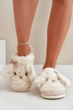 Best Futrzane Ciepłe Kapcie Damskie Beżowe Falinivia Damskie Kapcie Klasyczne