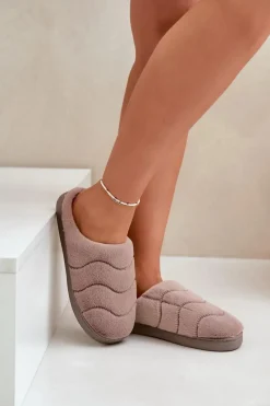 Clearance Futrzane Ciepłe Kapcie Damskie Brązowe Vamirae Damskie Kapcie Klasyczne