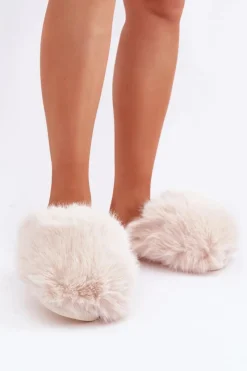 Hot Futrzane Kapcie Damskie Jasnobeżowe Wladisa Damskie Kapcie Klasyczne