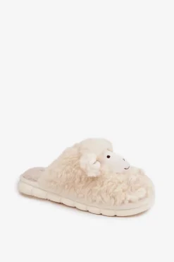 Best Futrzane Kapcie Damskie Owieczki Beżowe Sylline Damskie Kapcie Klasyczne