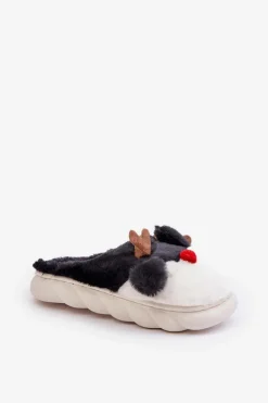 Boto Futrzane Kapcie Damskie Z Motywem Renifera Czarne Wistira Czarny