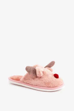 Discount Futrzane Kapcie Damskie Z Motywem Renifera Różowe Sennalith Damskie Kapcie Klasyczne