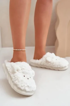 Boto Futrzane Kapcie Damskie Z Motywem Owcy Białe Phaeia