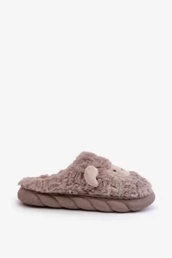 Boto Futrzane Kapcie Damskie Z Motywem Owcy Ciemnobeżowe Phaeia