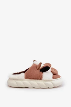 Clearance Boto Futrzane Kapcie Krowy Damskie Brązowe Remiola