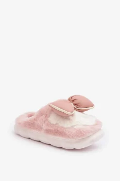 Best Boto Futrzane Kapcie Z Kokardką Różowe Grilis Różowy