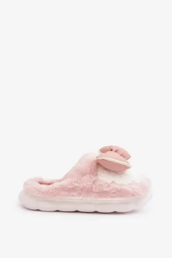Best Boto Futrzane Kapcie Z Kokardką Różowe Grilis Różowy