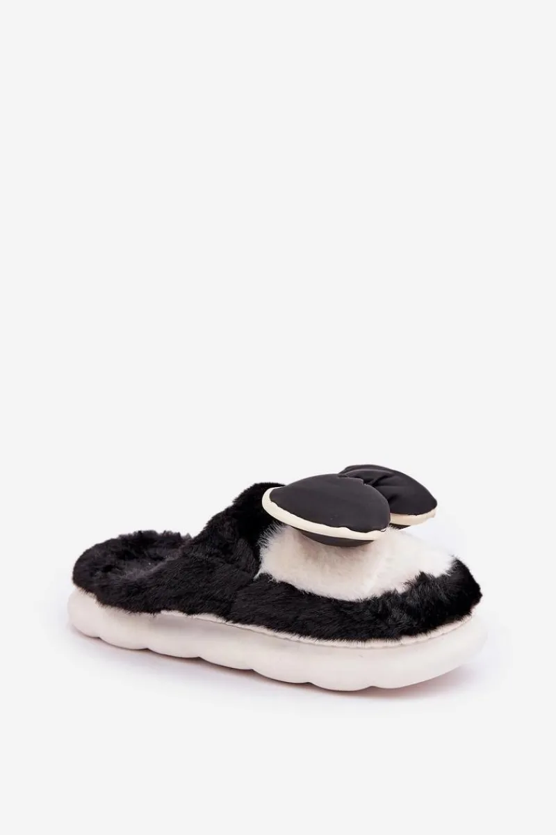 Online Boto Futrzane Kapcie Z Kokardką Czarne Grilis Czarny