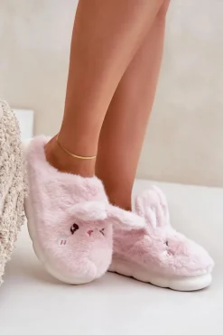 Best Futrzane Kapcie Z Motywem Króliczka Różowe Natasha Damskie Kapcie Klasyczne