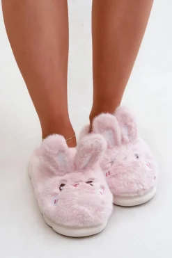 Best Futrzane Kapcie Z Motywem Króliczka Różowe Natasha Damskie Kapcie Klasyczne