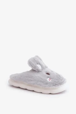 Online Futrzane Kapcie Z Motywem Króliczka Jasnoszare Natasha Damskie Kapcie Klasyczne
