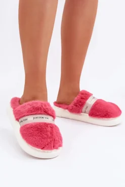 Best Futrzane Kapcie Z Ozdobnym Paskiem Różowe Savalithea Damskie Kapcie Klasyczne