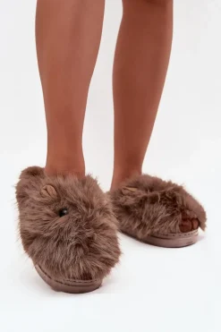 Outlet Boto Futrzane Kapice Damskie Kapibary Brązowe Pravelle