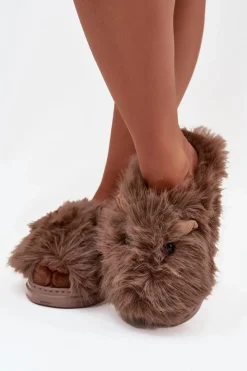 Outlet Boto Futrzane Kapice Damskie Kapibary Brązowe Pravelle