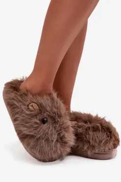 Outlet Boto Futrzane Kapice Damskie Kapibary Brązowe Pravelle