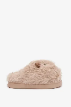 Outlet Futrzane Kapice Damskie Kapibary Jasnobeżowe Pravelle Damskie Kapcie Klasyczne