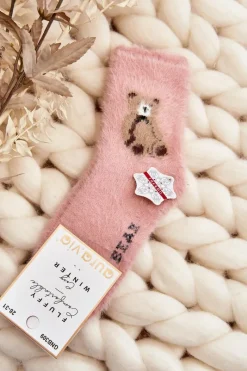 Online Just Play Futrzane Skarpety Dziecięce Z Misiem Różowe