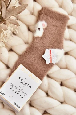 Skarpetki|Skarpetki>Just Play Futrzane Skarpety Dziecięce Z Misiem Brązowe Brązowy