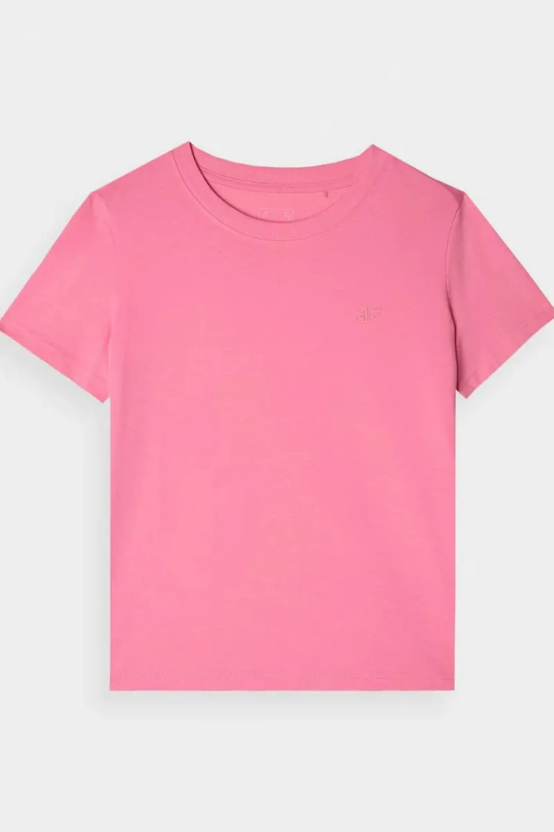 T-Shirty Damskie|Odzież 4F>4F Gładki T-Shirt Damski Regular WAW24TTSHF1650-54S Różowy