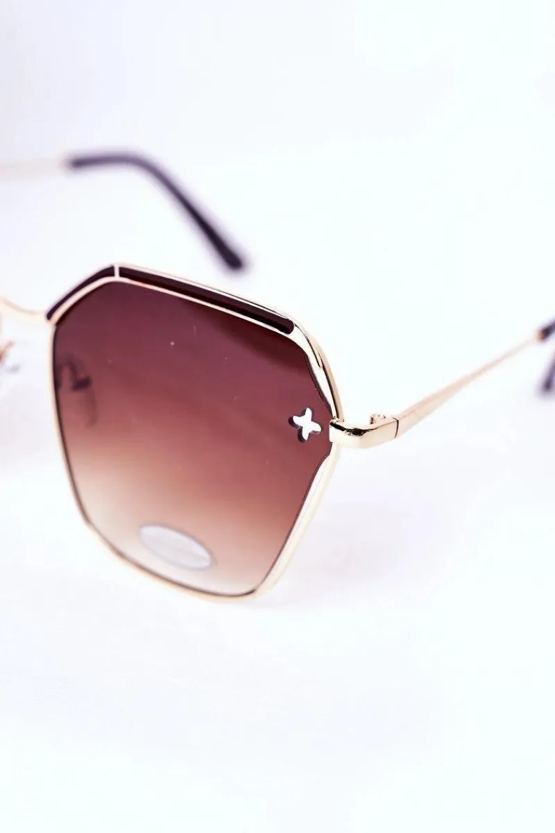 New Boto Geometryczne Okulary Przeciwsłoneczne Brązowe Ombre