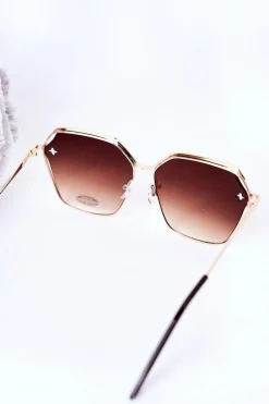 New Boto Geometryczne Okulary Przeciwsłoneczne Brązowe Ombre