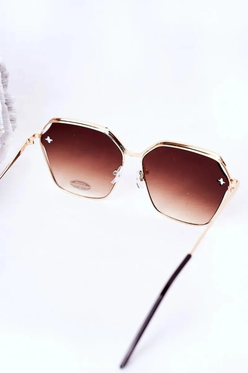 New Boto Geometryczne Okulary Przeciwsłoneczne Brązowe Ombre