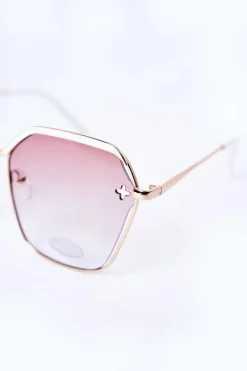 Discount Geometryczne Okulary Przeciwsłoneczne Białe Z Beżowym Ombre Okulary