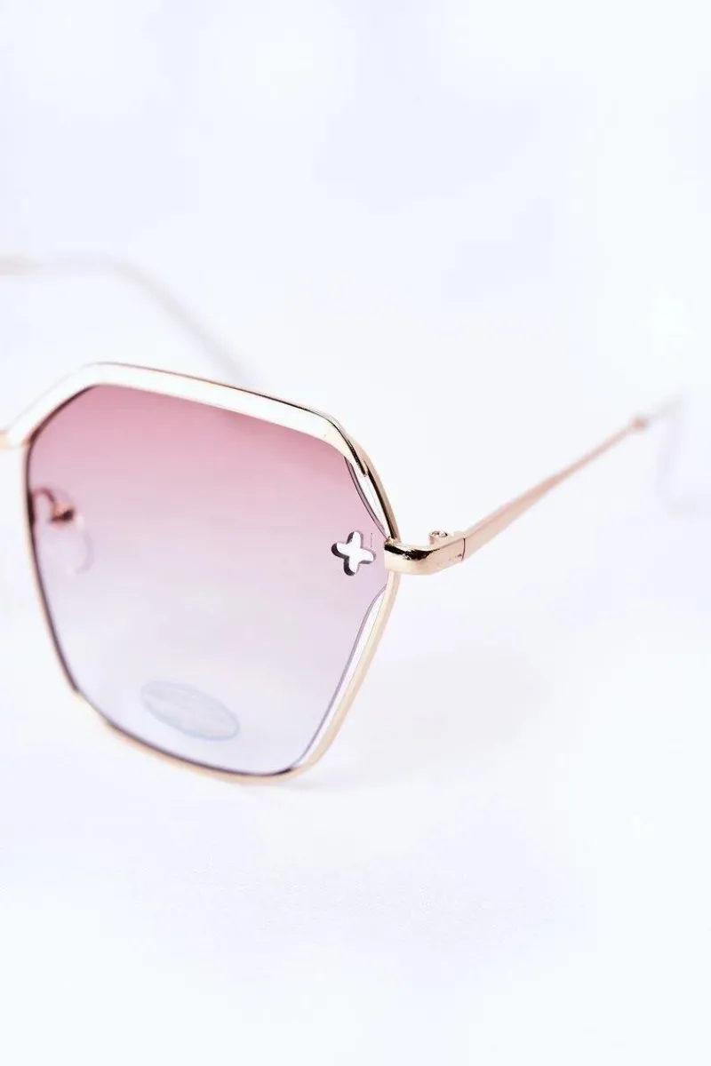 Discount Geometryczne Okulary Przeciwsłoneczne Białe Z Beżowym Ombre Okulary