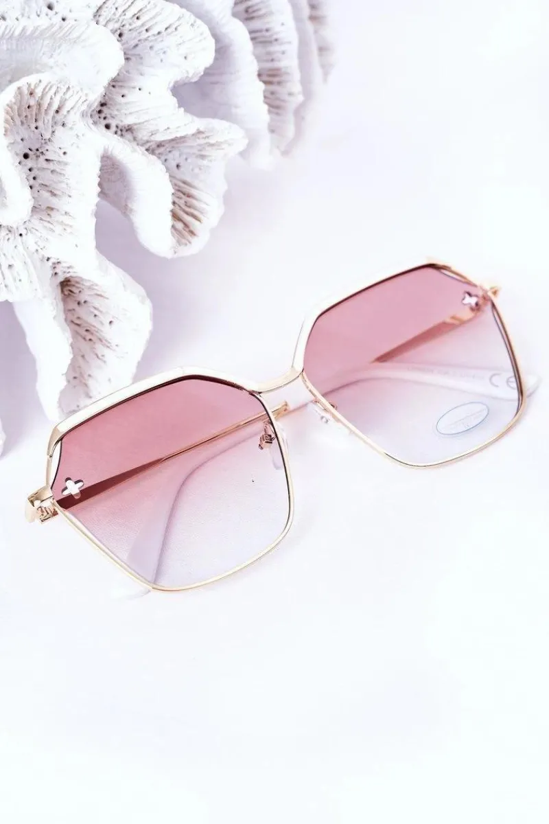 Discount Geometryczne Okulary Przeciwsłoneczne Białe Z Beżowym Ombre Okulary