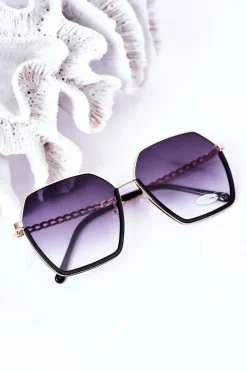 Outlet Boto Geometryczne Okulary Przeciwsłoneczne Czarne Ombre