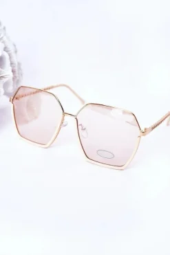 New Geometryczne Okulary Przeciwsłoneczne Beżowe Okulary