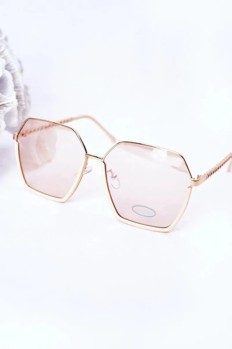 New Geometryczne Okulary Przeciwsłoneczne Beżowe Okulary