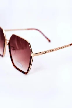 Okulary>Boto Geometryczne Okulary Przeciwsłoneczne Leopard Brązowe Ombre