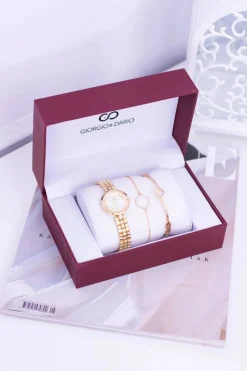 Outlet Giorgio Dario Zestaw Złoty Damski Zegarek Dwie Złote Bransolety Zegarki