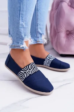 Czarne Espadryle>Boto Granatowe Materiałowe Tomsy Slip On Circle