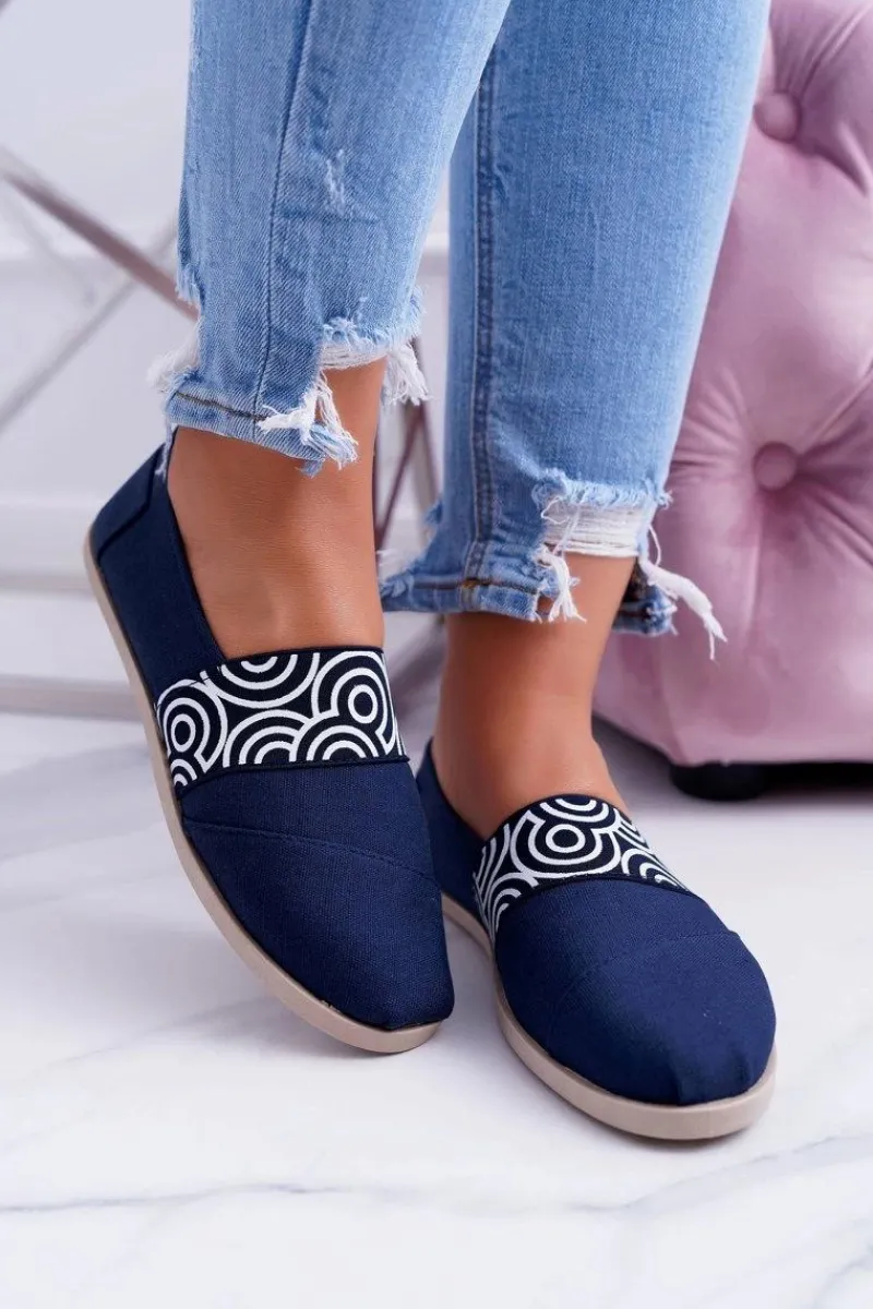 Czarne Espadryle>Boto Granatowe Materiałowe Tomsy Slip On Circle