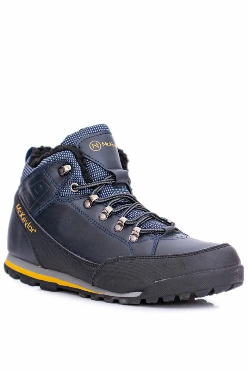 Clearance Boto Granatowe Męskie Buty Trekkingowe Ocieplane Polarem Reflex