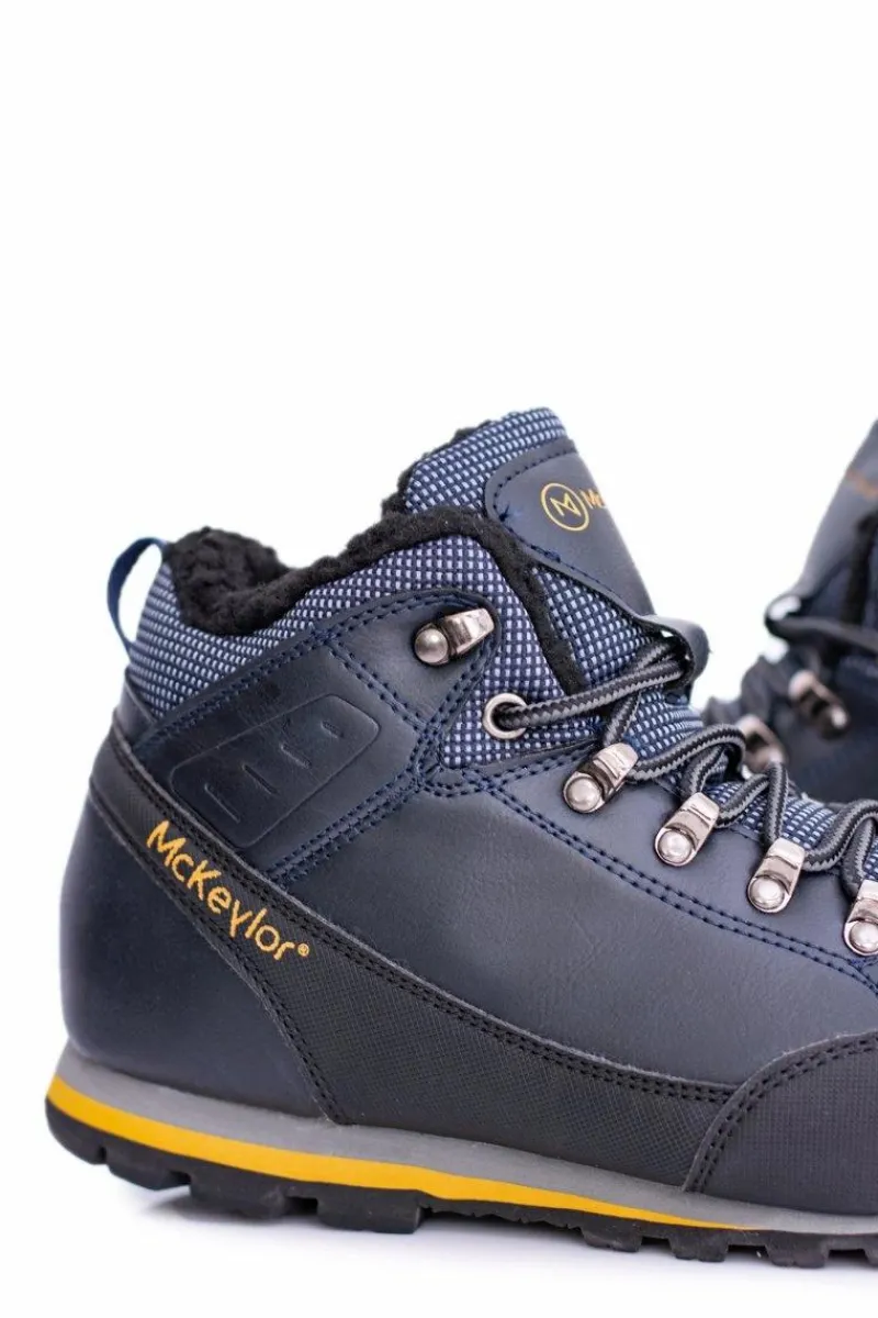 Clearance Boto Granatowe Męskie Buty Trekkingowe Ocieplane Polarem Reflex