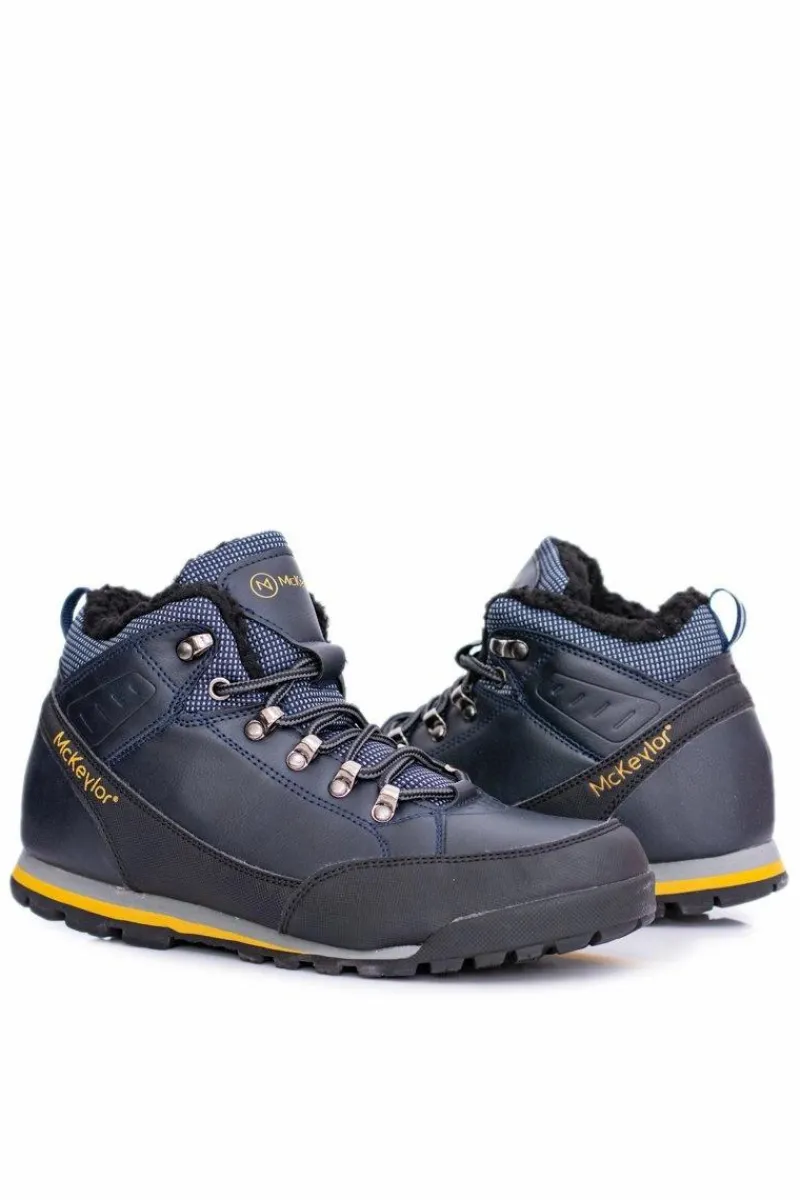 Clearance Boto Granatowe Męskie Buty Trekkingowe Ocieplane Polarem Reflex