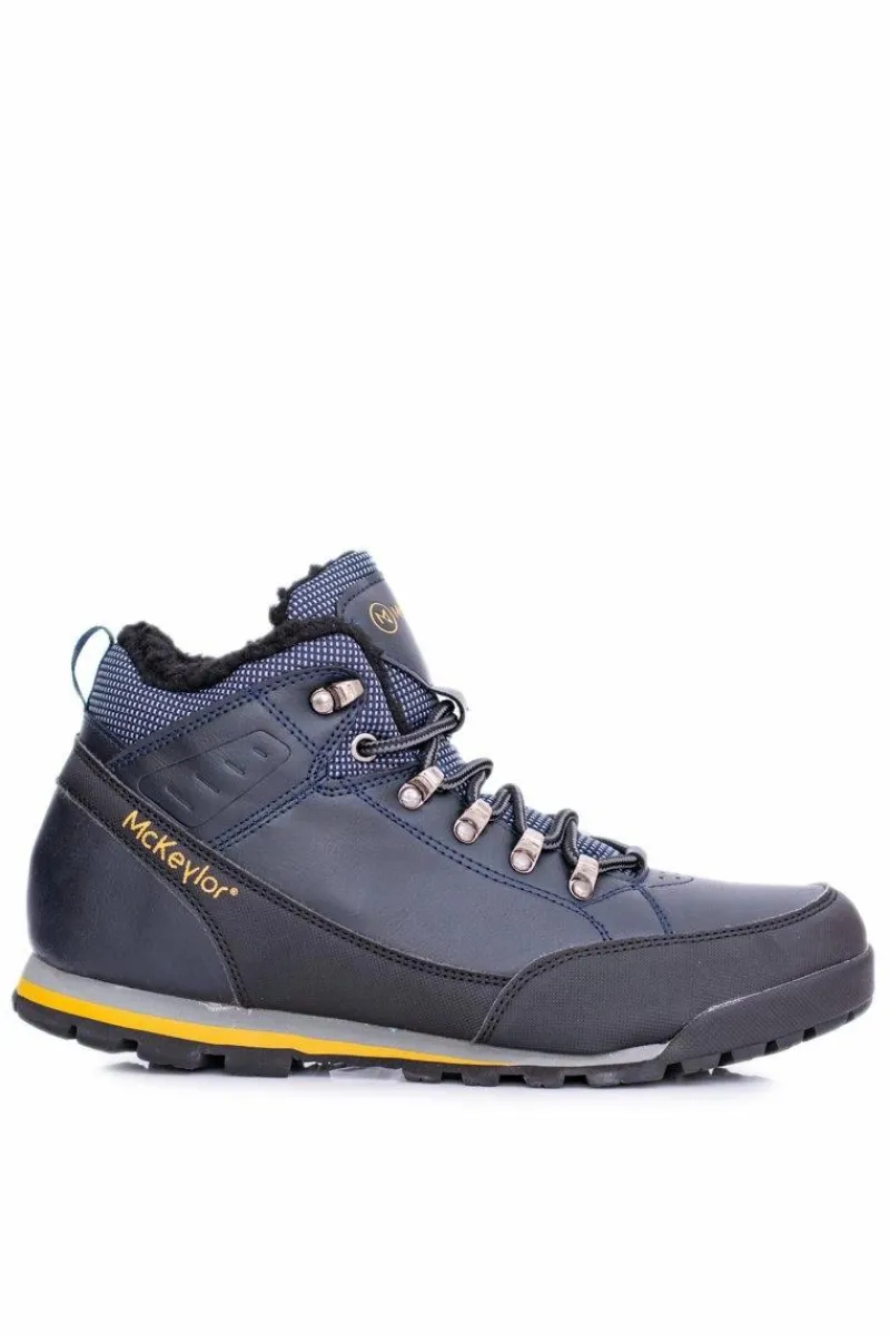 Clearance Boto Granatowe Męskie Buty Trekkingowe Ocieplane Polarem Reflex