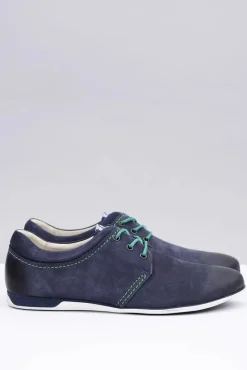 Sale Boto Granatowe Męskie Skórzane Półbuty Dimonde