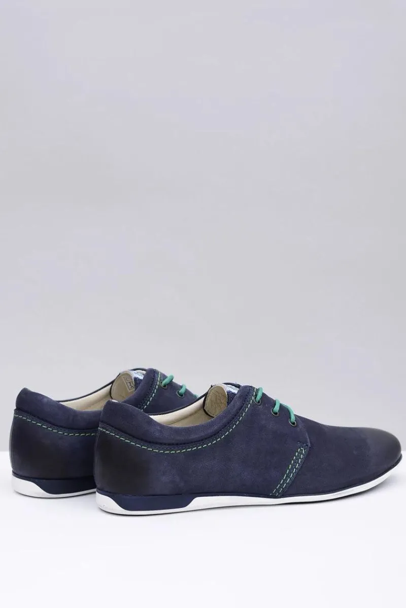 Sale Boto Granatowe Męskie Skórzane Półbuty Dimonde