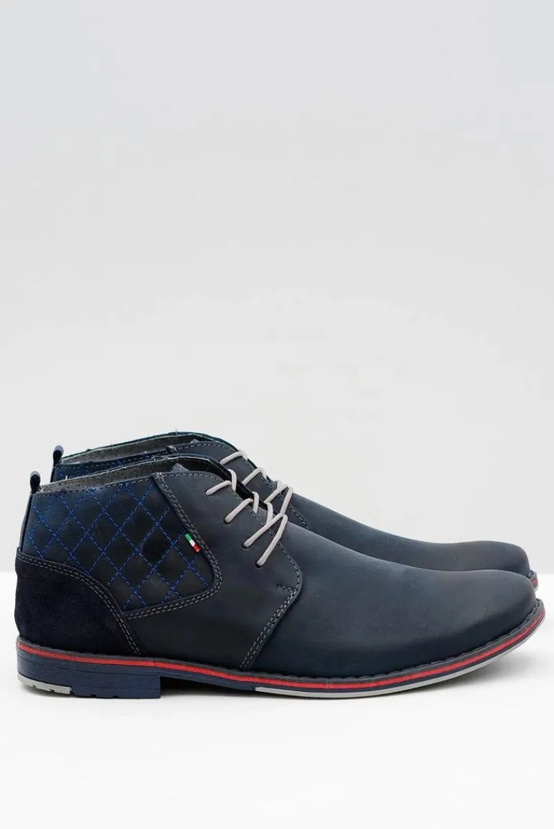 Półbuty Casual>Boto Granatowe Męskie Skórzane Półbuty Graziano