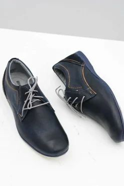 Best Granatowe Męskie Skórzane Półbuty Casual Badoo Męskie Półbuty Casual