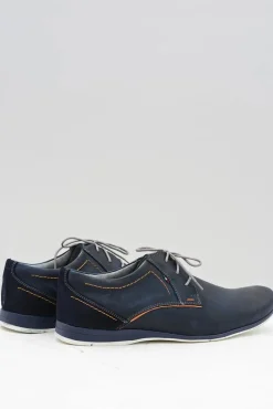 Best Granatowe Męskie Skórzane Półbuty Casual Badoo Męskie Półbuty Casual