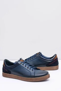 Best Granatowe Skórzane Męskie Sportowe Półbuty Nikopol Design Męskie Półbuty Casual