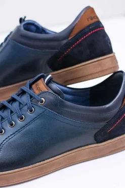 Best Granatowe Skórzane Męskie Sportowe Półbuty Nikopol Design Męskie Półbuty Casual